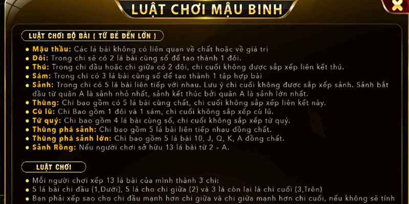 Tất tần tật về quy định game bài Mậu Binh